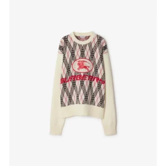 Argyle Check Wool Blend Sweater