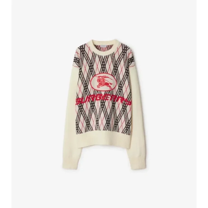 Argyle Check Wool Blend Sweater