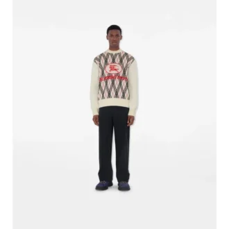 Argyle Check Wool Blend Sweater
