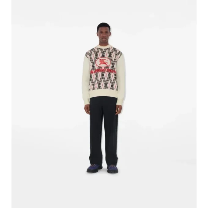 Argyle Check Wool Blend Sweater