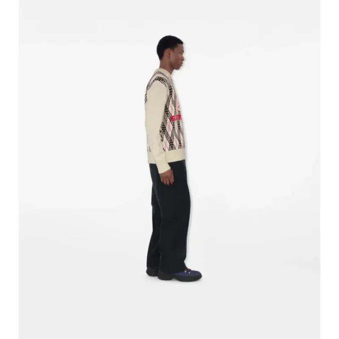 Argyle Check Wool Blend Sweater