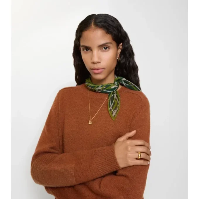 Belt Check Silk Chiffon Scarf