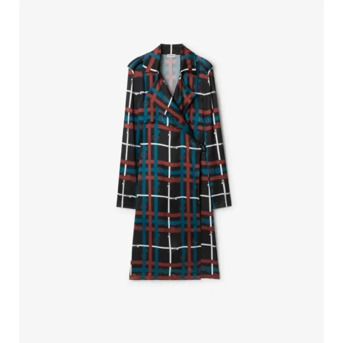 Belt Check Viscose Trench Dress
