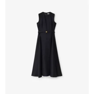 Belted Check Wool Dress
