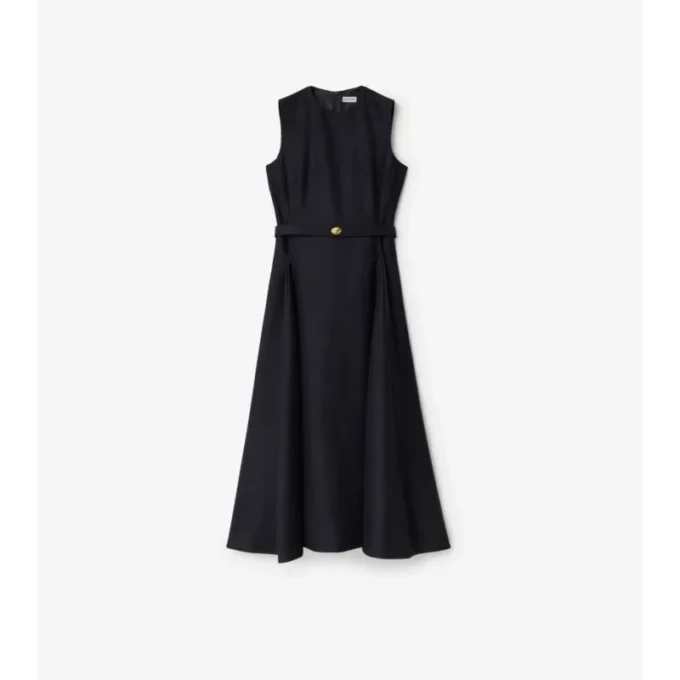 Belted Check Wool Dress
