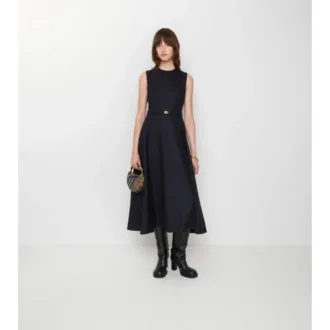 Belted Check Wool Dress