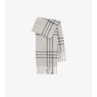 Check Alpaca Wool Blend Boucla Scarf