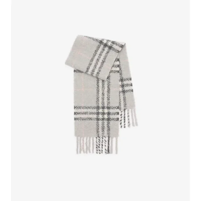 Check Alpaca Wool Blend Boucla Scarf