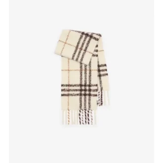 Check Alpaca Wool Blend Boucla Scarf