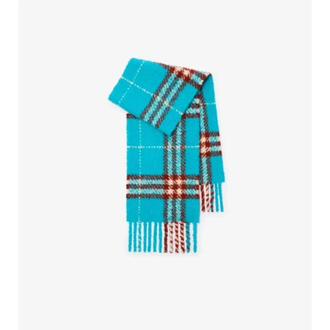Check Alpaca Wool Blend Boucla Scarf
