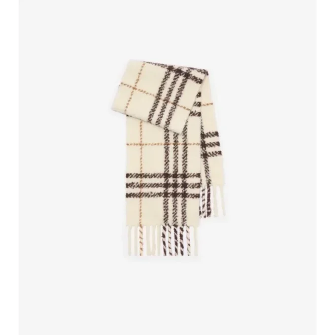 Check Alpaca Wool Blend Boucla Scarf