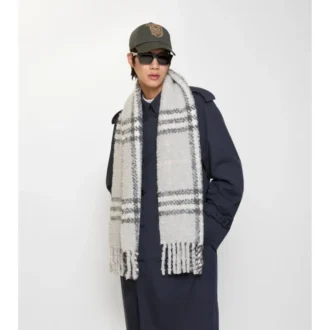 Check Alpaca Wool Blend Boucla Scarf