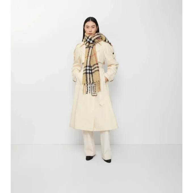 Check Alpaca Wool Blend Boucla Scarf