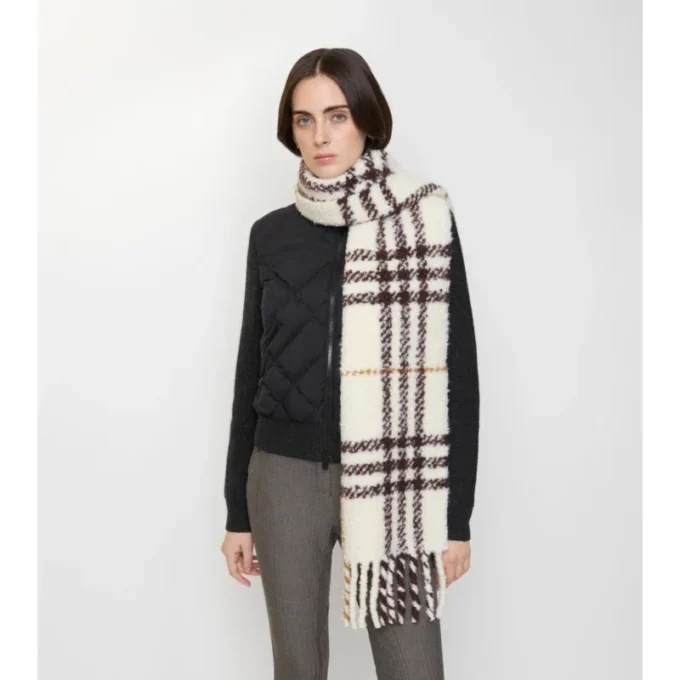 Check Alpaca Wool Blend Boucla Scarf