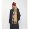 Check Alpaca Wool Blend Boucla Scarf