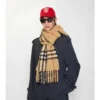 Check Alpaca Wool Blend Boucla Scarf