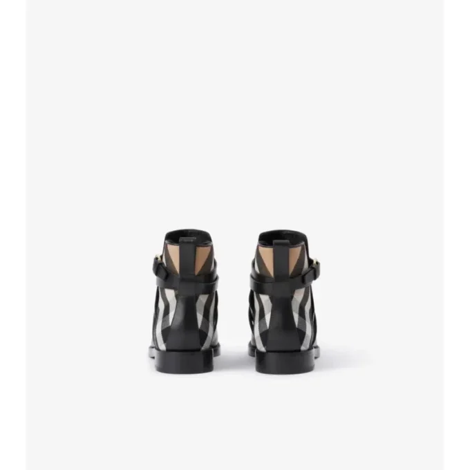 Check and Leather Boots
