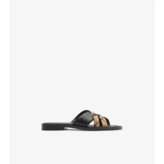 Check and Leather Drift Sandals 