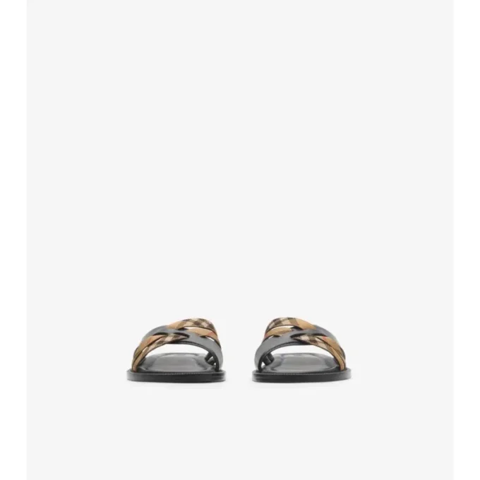 Check and Leather Drift Sandals 