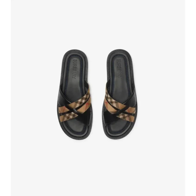Check and Leather Drift Sandals 