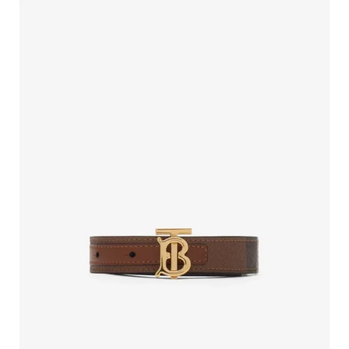 Check and Leather Reversible Tb Belt