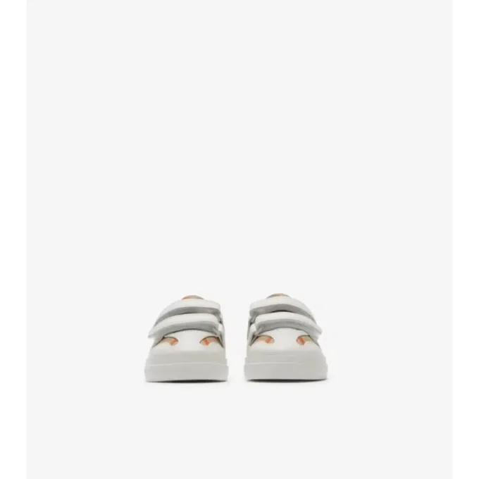 Check and Leather Sneakers
