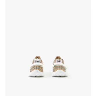 Check and Leather Sneakers