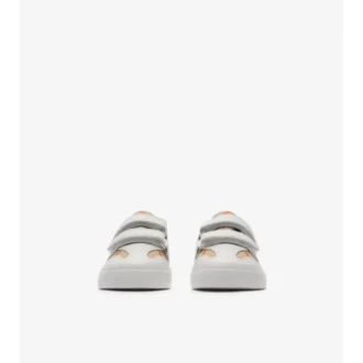 Check and Leather Sneakers