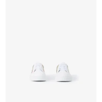 Check and Leather Sneakers