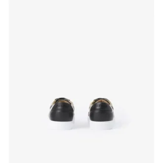 Check and Leather Sneakers