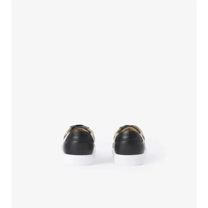 Check and Leather Sneakers