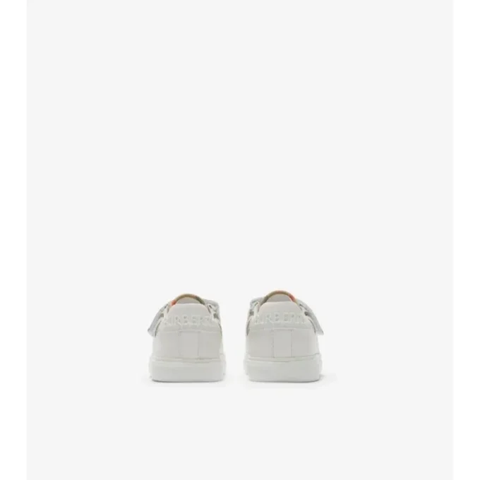 Check and Leather Sneakers