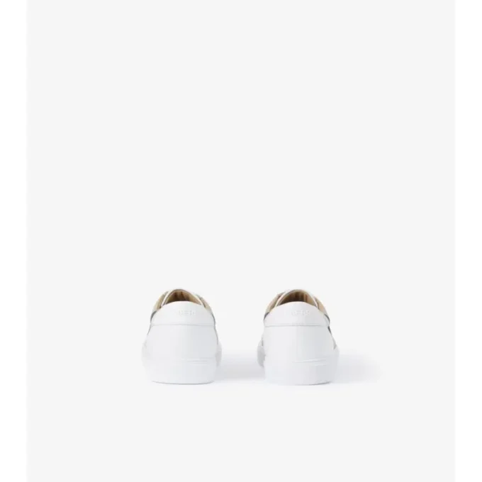 Check and Leather Sneakers