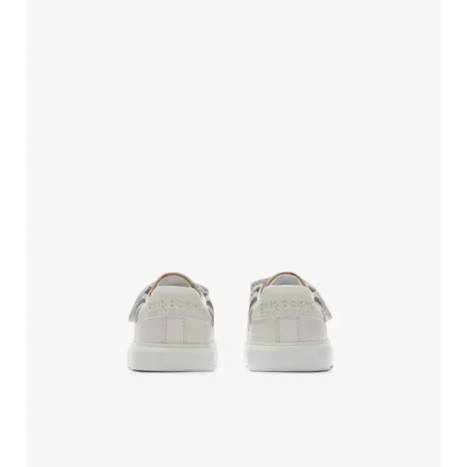Check and Leather Sneakers