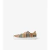 Check and Leather Sneakers