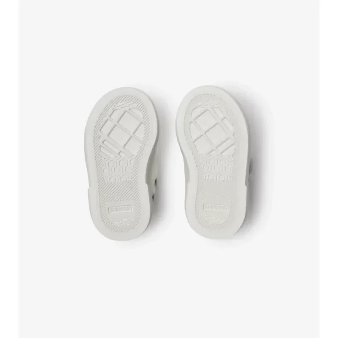 Check and Leather Sneakers