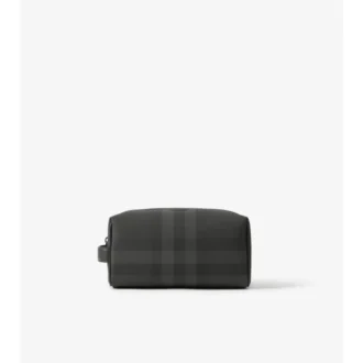 Check and Leather Travel Pouch