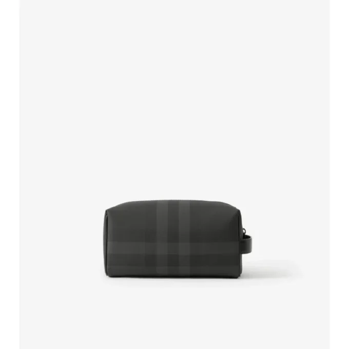 Check and Leather Travel Pouch