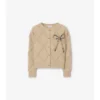 Check Bow Wool Cashmere Cardigan
