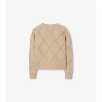 Check Bow Wool Cashmere Cardigan