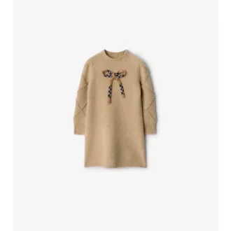 Check Bow Wool Cashmere Dress