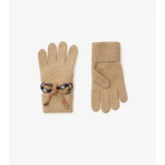 Check Bow Wool Cashmere Gloves