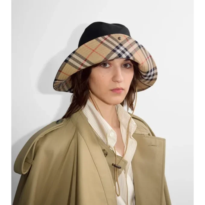 Check Brim Gabardine Hat