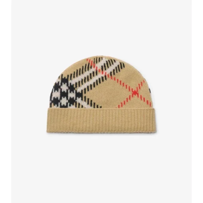 Check Cashmere Blend Beanie