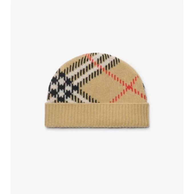 Check Cashmere Blend Beanie