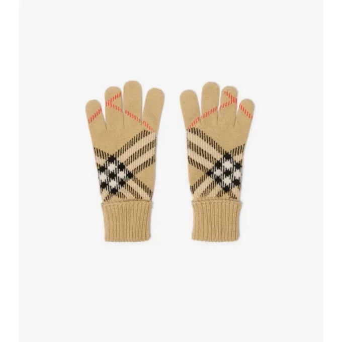 Check Cashmere Blend Gloves