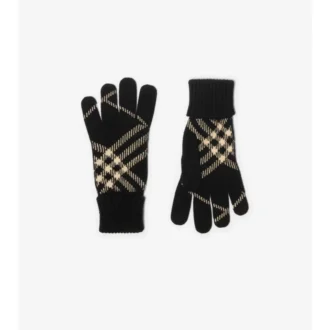 Check Cashmere Blend Gloves