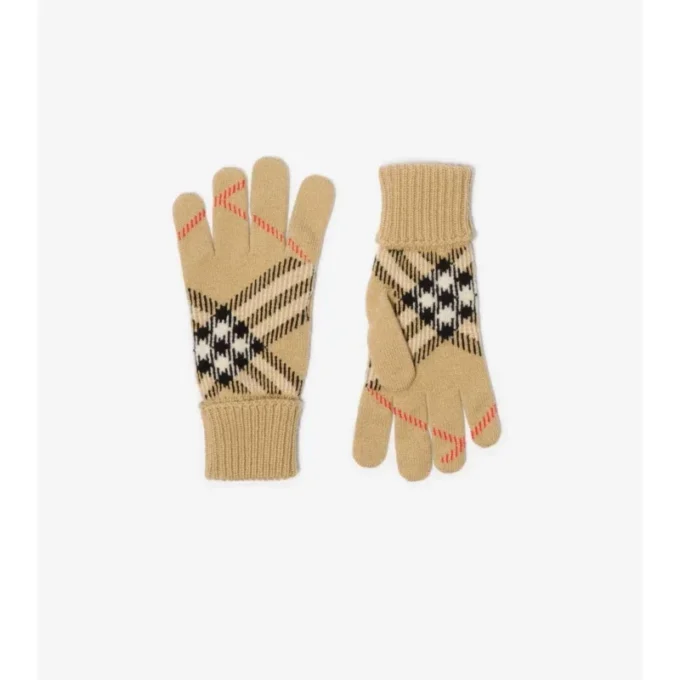 Check Cashmere Blend Gloves