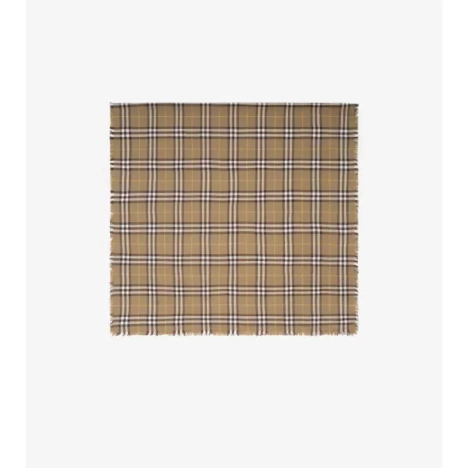 Check Cashmere Silk Scarf