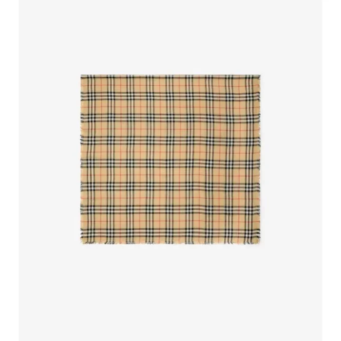 Check Cashmere Silk Scarf